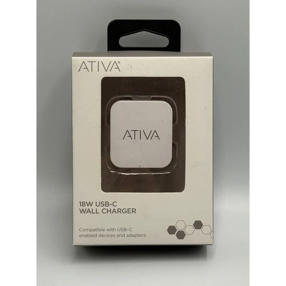 New Ativa 18 Watt USB C Wall Charger Adapter Plug for iPhone Android Samsung